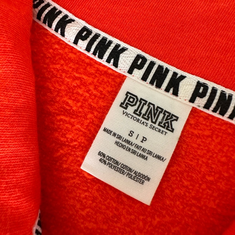 Victoria’s Secret PINK Y2K Orange Quarter Zip Oversized Crewneck Sweatshirt - Picture 3 of 8